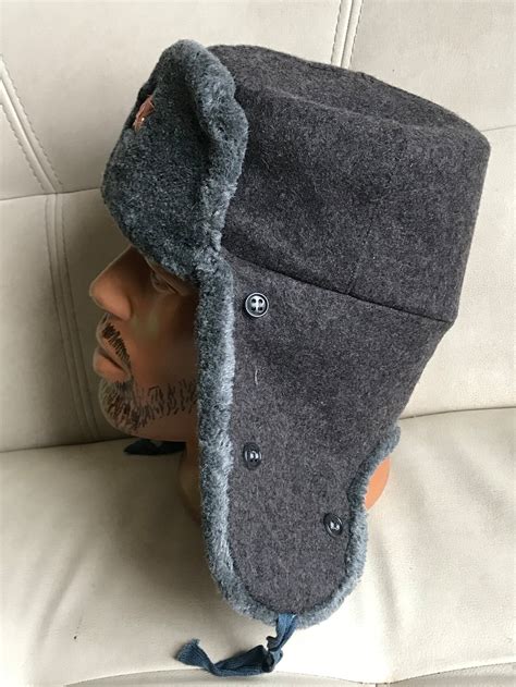 Russian Soviet Army fur hat winter USHANKA WW2 Type faux grey | Etsy