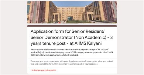 Application Form For Senior Resident Non Academic Years Tenure