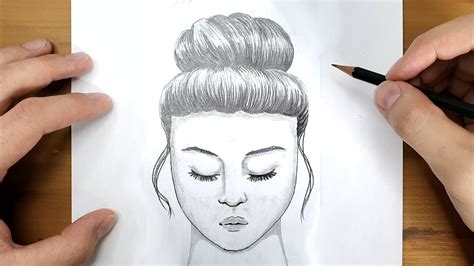 How To Draw A Girl With A Messy Bun Hair Step By Step Youtube