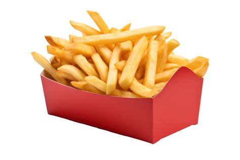 Ai Generated Crispy French Fries In Red Carton Box 36334200 Png