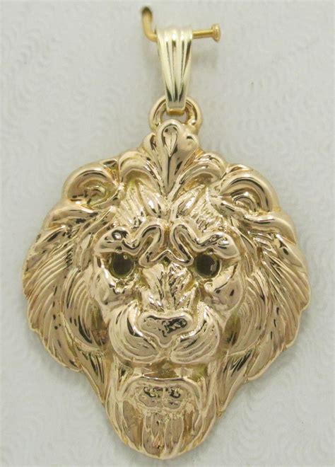 K Solid Yellow Gold Lion Head Pendant Grams Gold Exquisite