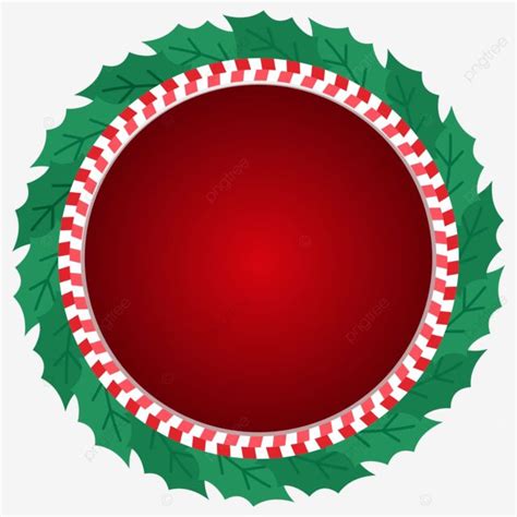 Circle Round Red Banner Design For Christmas Leaf Vector Circle Red