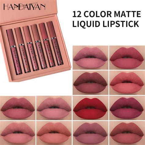 Handaiyan Fashion Batom Líquido kit De Brilho Labial mate Longo À