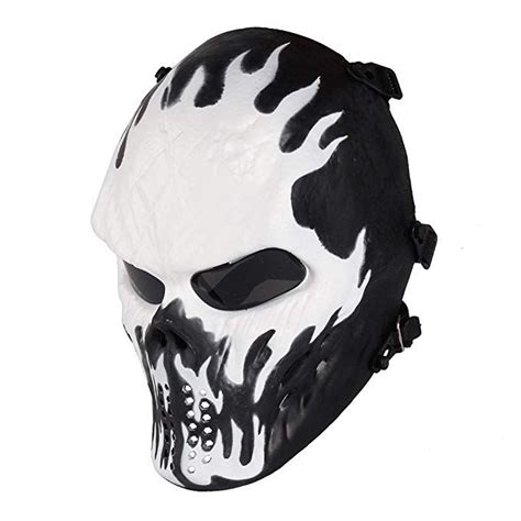 Paintball Mask Skull Skeleton Full Face Airsoft Mask With Pc Gray