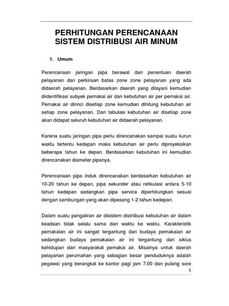 PDF 2 PERHITUNGAN PERENCANAAN SISTEM DISTRIBUSI AIR MINUM Pdf