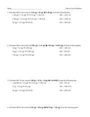 Hess S Law Worksheet S Docx Name Hess S Law Worksheet Calculate H