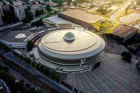 Zdjęcia z drona Spodek Katowice hala widowiskowo sportowa