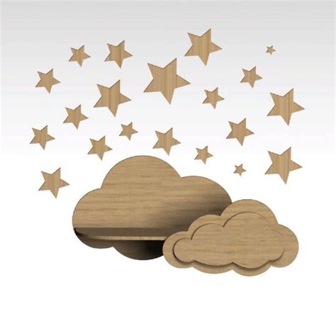 Cloud With Stars Laser Cut Files Svg Dxf Cdr Vector Plans Etsy