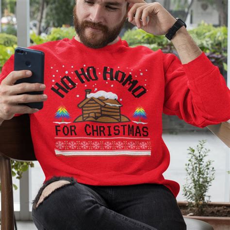Ho Ho Homo Funny Christmas Jumper Gay Ugly Christmas Sweater Etsy UK