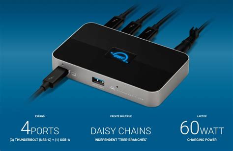 The OWC Thunderbolt Hub offers three Thunderbolt 4 ports and a USB-A ...