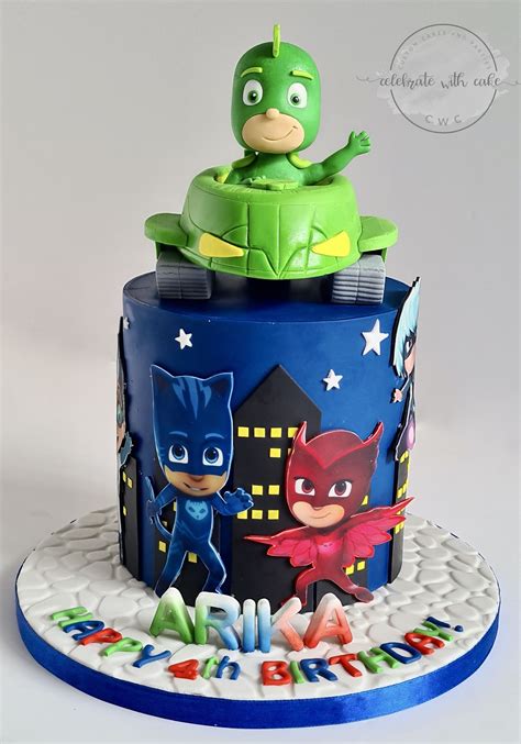 Celebrate With Cake Pj Masks Featuring Gekko Single Tier Cake