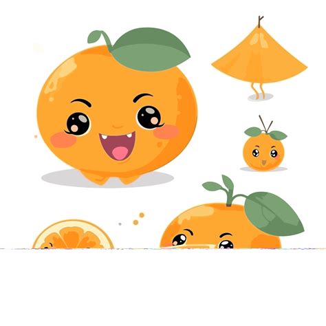 Conjunto De Laranjas De Desenho Animado Bonito De Clipart Laranja Vetor