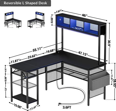 Homieasy L Shaped Desk With Power Outlets And Usb Ports 55 Inch