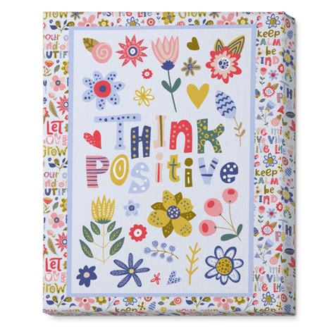 Think Positive Inspirational Floral Wall Art Shutterfly