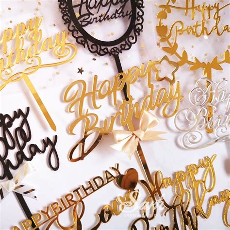 Happy Birthday Cake Topper Acrylic Letter Cake Toppers Party Supplies Happy Birthday Black Cake ...