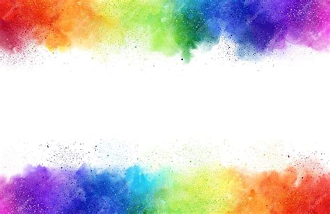 Premium Photo Rainbow Watercolor Frame Background On White Pure