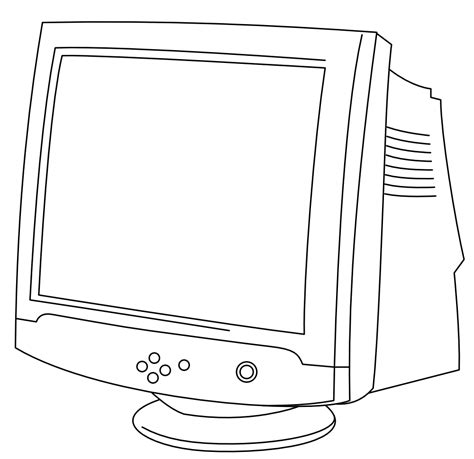 OnlineLabels Clip Art - CRT Monitor In Line Art