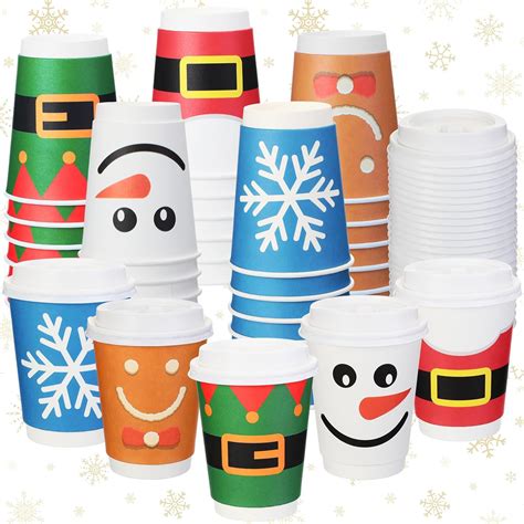 Amazon Umigy 100 Pack 12oz Christmas Day Paper Cups With Lids Xmas