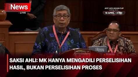 Saksi Ahli Prabowo Gibran Mk Hanya Mengadili Perselisihan Hasil