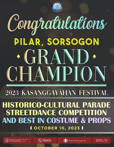 Pilar, Sorsogon was named the GRAND CHAMPION of the 2023 Kasanggayahan ...