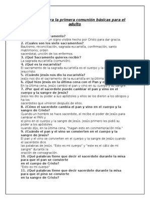 Preguntas Para La Primera Comuni N Pdf Primera Comunion Comunion