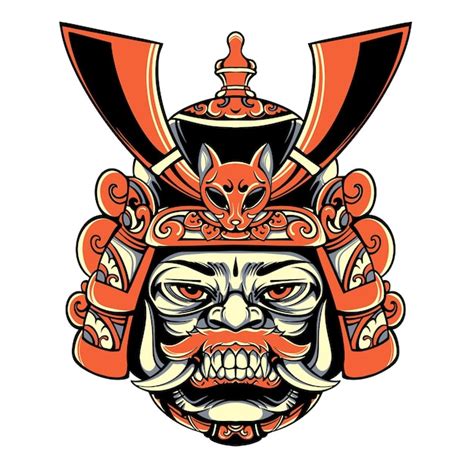 Samurai Maske Ronin Vektor Oni Logo Barong Vektor Premium Vektor