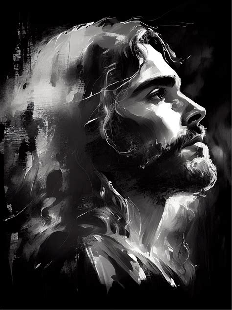 Jesus Portrait, Black & White, Jesus Art Digital, Christian Gift ...