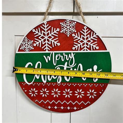 Merry Christmas Wood Door Hanger Christmas Door Decor Front Door Hanger