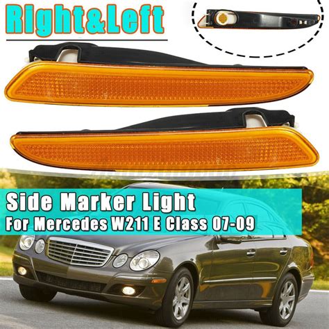 Pair Front Bumper Side Marker Light Turn Signal Lamp For Mercedes Benz