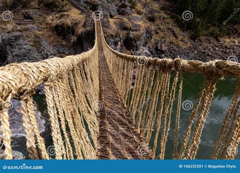 Inca Qeswachaka Bridge Made Of Grass Stock Image Image Of Altiplano