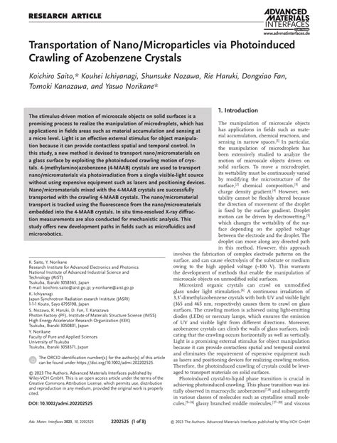 PDF Transportation Of Nano Microparticles Via Photoinduced Crawling