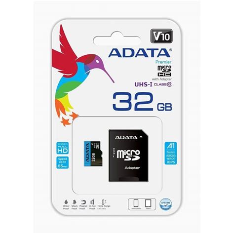 Tarjeta De Memoria Adata AUSDH32GUICL10A1 RA1 Premier Con Adaptador SD