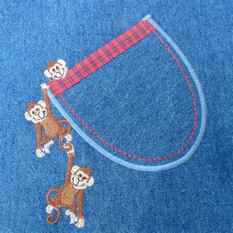 Applique Monkey Pocket Omas Place Machine Embroidery Designs