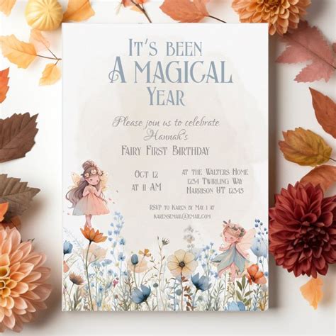 Whimsical Fairy First Magic Birthday Invitation Zazzle Fairy