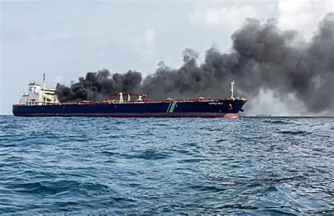 Oil Tankers On Fire After Colliding Off Singapore Crew Members Rescued