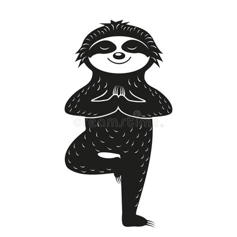 Stands De Paresseux Dans La Pose De Yoga Illustration Isolée Pochoir