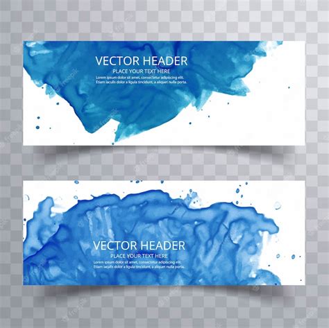 Premium Vector Beautiful Blue Watercolor Banners Set