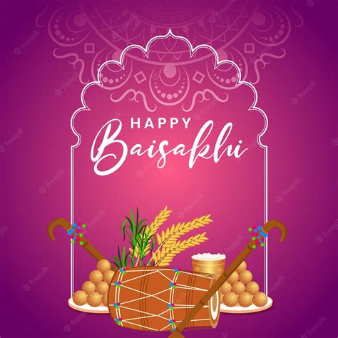 Happy Baisakhi Wishes Background Art Stock Image Design Vecteur Premium