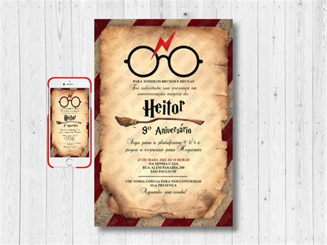 Convite Digital Harry Potter Elo7 Produtos Especiais