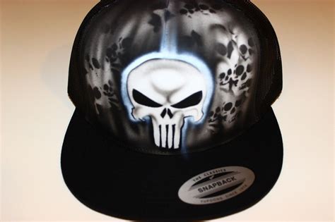 Punisher Skull Personalized Airbrush Trucker By Gothamcityairbrush