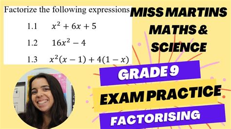 Factorising Grade 9 Algebra Exam Questions Youtube