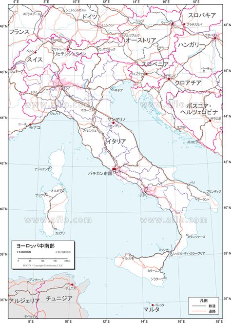 ヨーロッパ中南部 交通図 ベクター地図素材のダウンロード販売 アフロモール