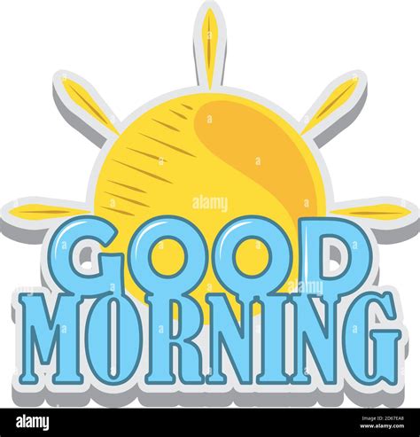 Good Morning Sun Sticker Cartoon Design Vector Illustration Vector Illustration Stock Vector