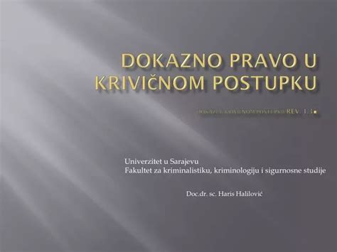 Ppt Dokazno Pravo U Krivičnom Postupku Dokazi U Krivičnom Postupku