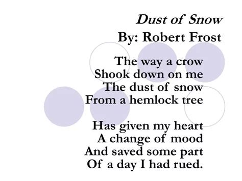 PPT Dust Of Snow By Robert Frost PowerPoint Presentation Free