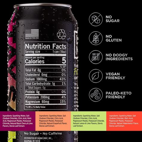 Lmnt Sparkling Zero Sugar Electrolytes Paleo Keto Friendly Hydration