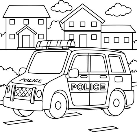 Police Car Coloring Page for Kids 22463841 Vector Art at Vecteezy