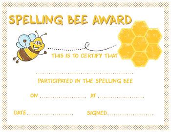 Spelling Bee Award Certificate Template Awesome Template Collections