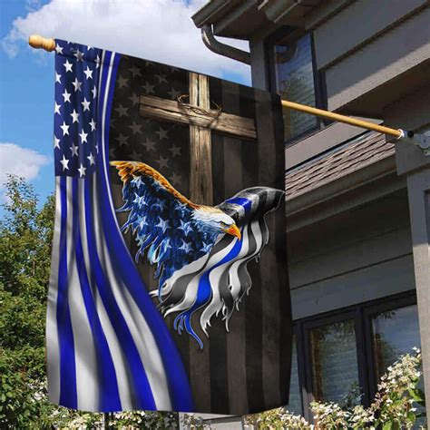 The Thin Blue Line American Eagle Christian Cross Flag Thb3698f Flagwix