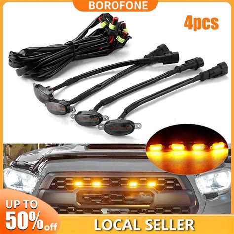 4X Raptor Style D Lens Amber LED Front Grille Running Lights For Ford F